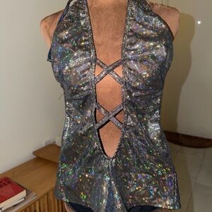 Chrome Leotard handcrafted by a Small Business (no tag), Perfect for Raves